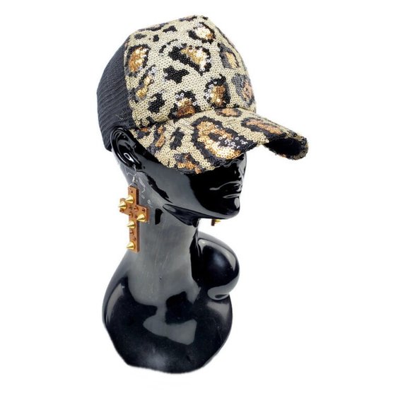 Topaz Handcrafted Wooden Cross Earrings with Swarovski & Spike Studs! - Picture 5 of 5